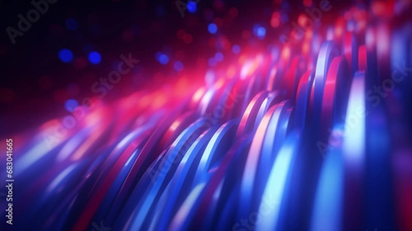 Fototapeta 3D Rendered Neon Glow Abstract Backgrounds: Magenta Tones, Dynamic Ribbons, Virtual Clouds & Glowing Geometric Shapes in Dark Settings for Futuristic, Energy-Themed Wallpapers - generativ ai