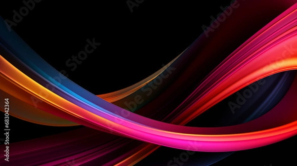 Fototapeta 3D Rendered Neon Glow Abstract Backgrounds: Magenta Tones, Dynamic Ribbons, Virtual Clouds & Glowing Geometric Shapes in Dark Settings for Futuristic, Energy-Themed Wallpapers - generativ ai 