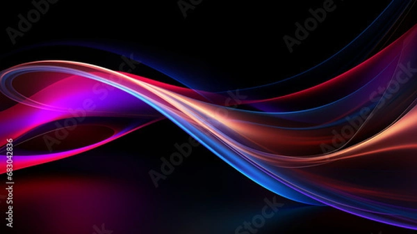 Fototapeta 3D Rendered Neon Glow Abstract Backgrounds: Magenta Tones, Dynamic Ribbons, Virtual Clouds & Glowing Geometric Shapes in Dark Settings for Futuristic, Energy-Themed Wallpapers - generativ ai 