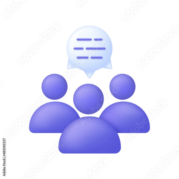 Obraz 3D People with speech bubble. Teamwork icon. Webinar or chatroom concept.