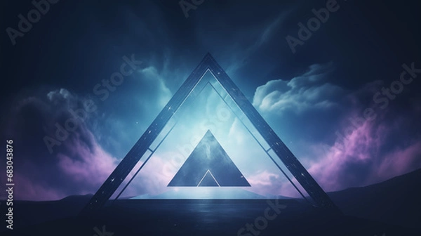Fototapeta 3D Rendered Neon Glow Abstract Backgrounds: Magenta Tones, Dynamic Ribbons, Virtual Clouds & Glowing Geometric Shapes in Dark Settings for Futuristic, Energy-Themed Wallpapers - generativ ai 