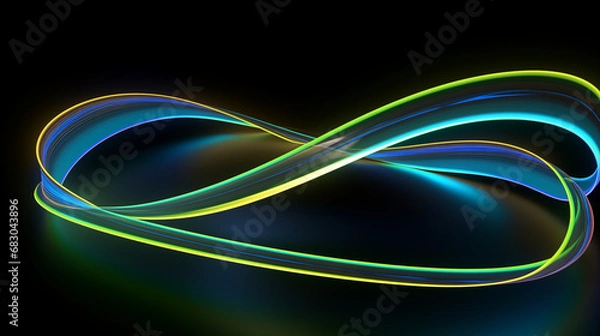 Fototapeta 3D Rendered Neon Glow Abstract Backgrounds: Magenta Tones, Dynamic Ribbons, Virtual Clouds & Glowing Geometric Shapes in Dark Settings for Futuristic, Energy-Themed Wallpapers - generativ ai 