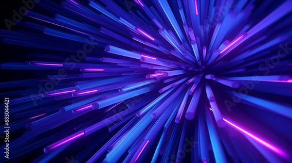 Fototapeta 3D Rendered Neon Glow Abstract Backgrounds: Magenta Tones, Dynamic Ribbons, Virtual Clouds & Glowing Geometric Shapes in Dark Settings for Futuristic, Energy-Themed Wallpapers - generativ ai 