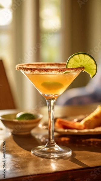 Fototapeta a spicy margarita mocktail in a home setting. Luxury
