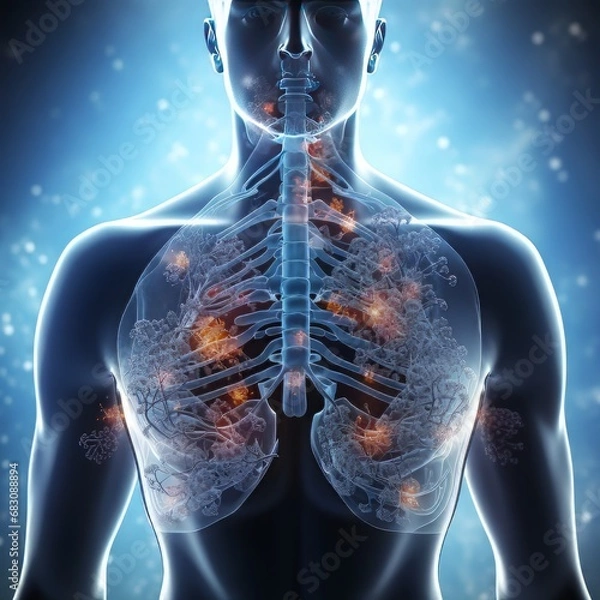 Fototapeta Pneumococcal pneumonia condition.