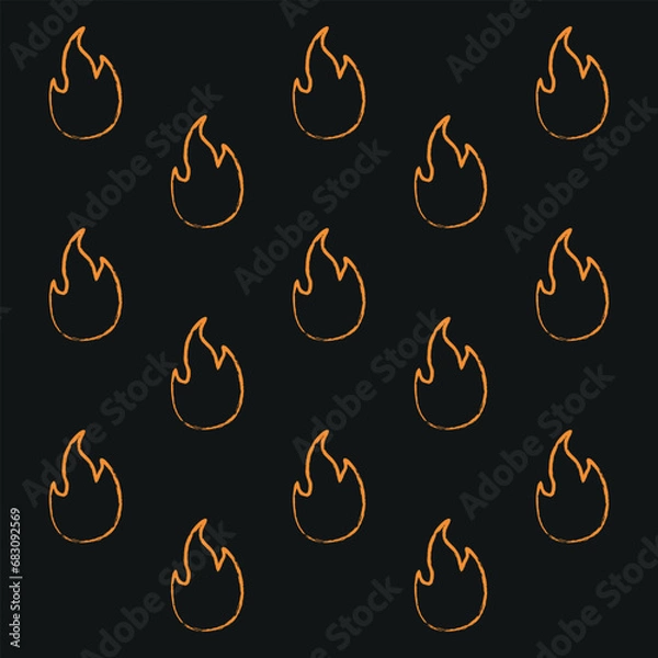 Fototapeta Orange fire pattern over black background
