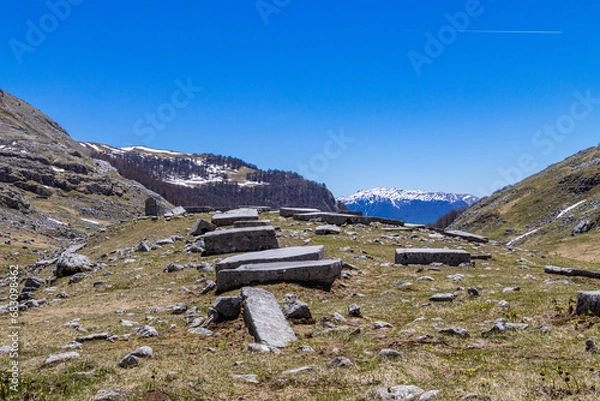 Obraz Ancient tombstones in the mountains