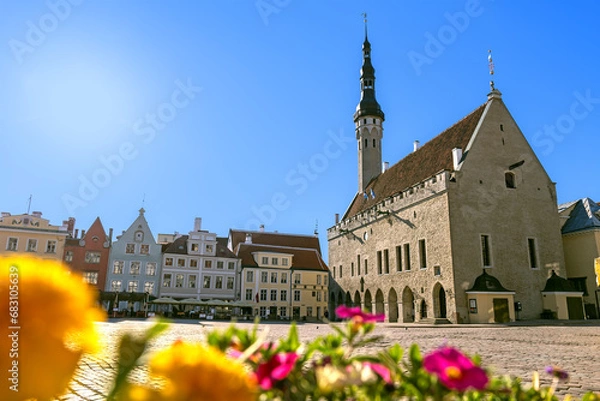 Obraz Town hall square early in the morning in Tallinn, Estonia