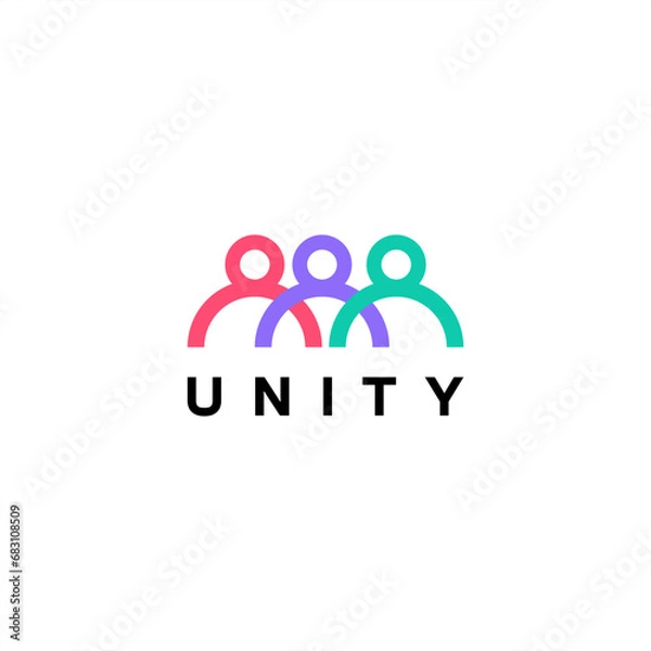 Fototapeta Minimal together unity logo diversity organization community