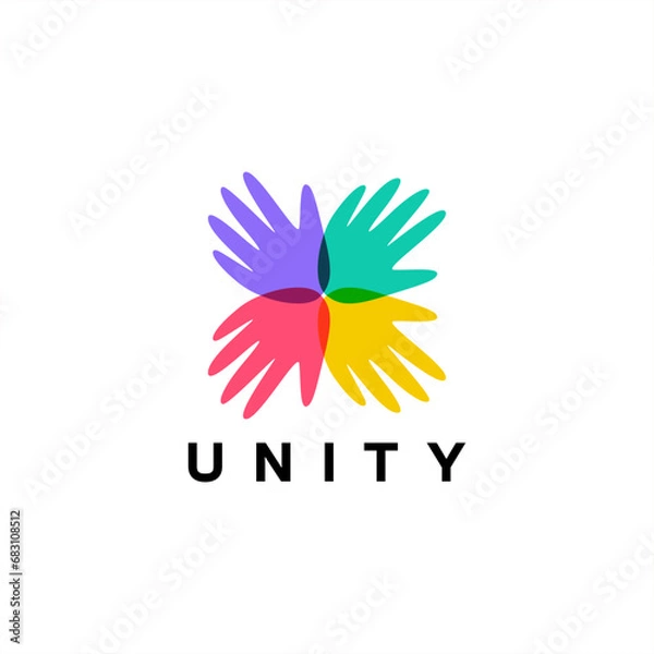 Fototapeta Minimal together unity logo diversity organization community