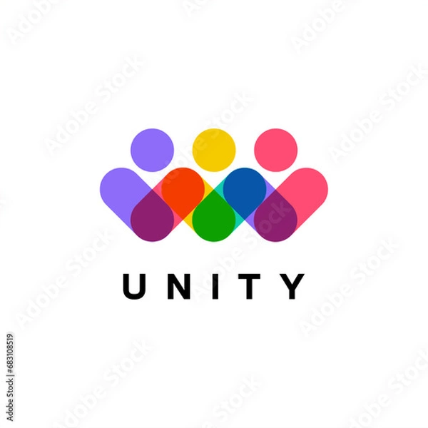 Fototapeta Minimal together unity logo diversity organization community