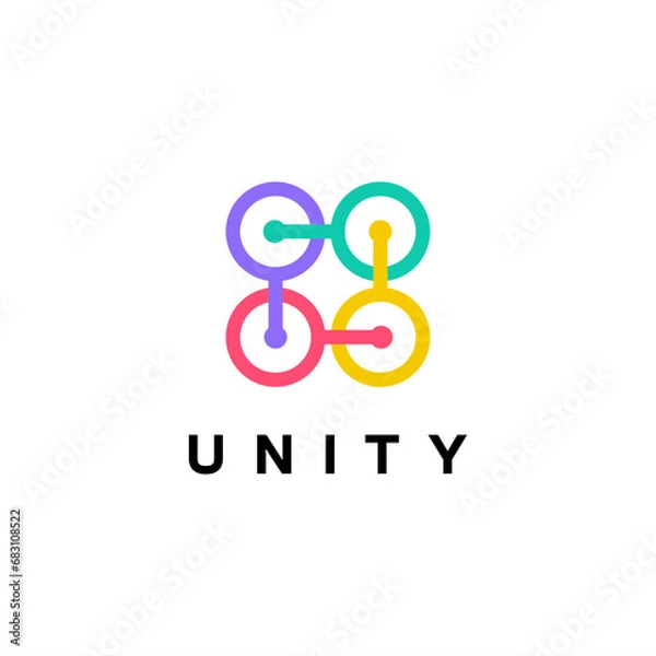Fototapeta Minimal together unity logo diversity organization community