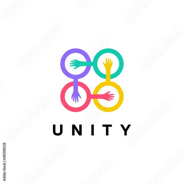 Fototapeta Minimal together unity logo diversity organization community
