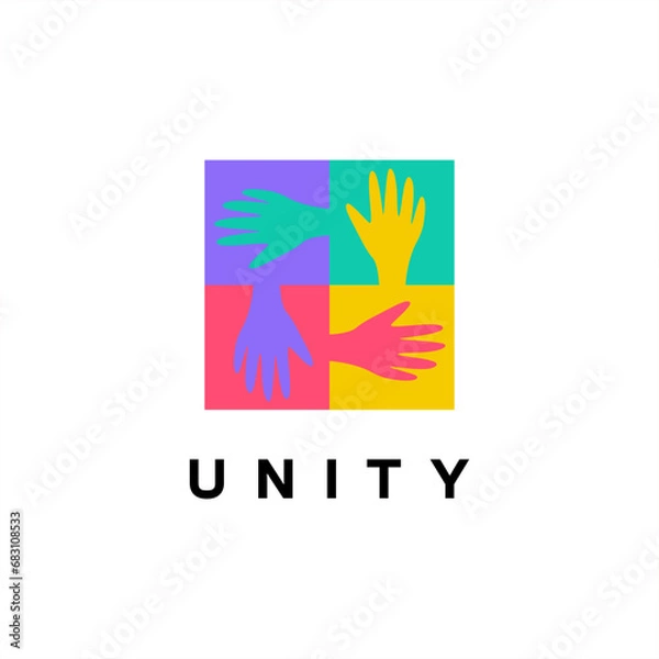Fototapeta Minimal together unity logo diversity organization community