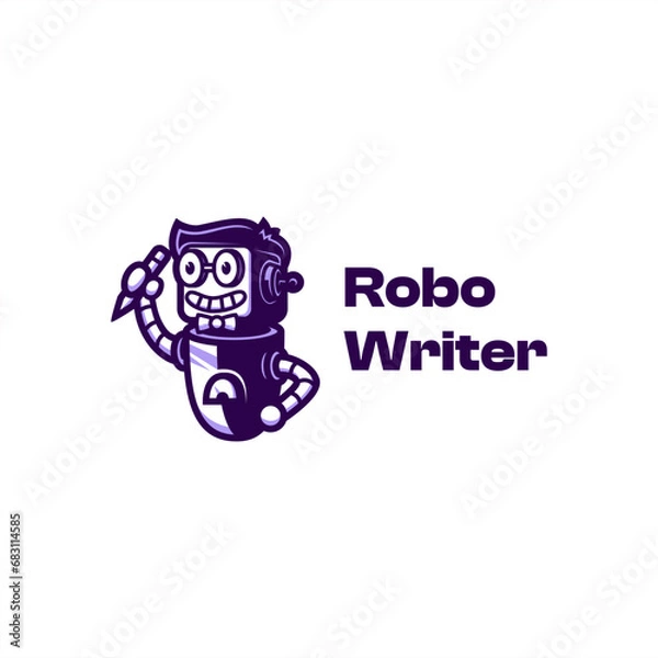 Fototapeta robot writer mascot logo