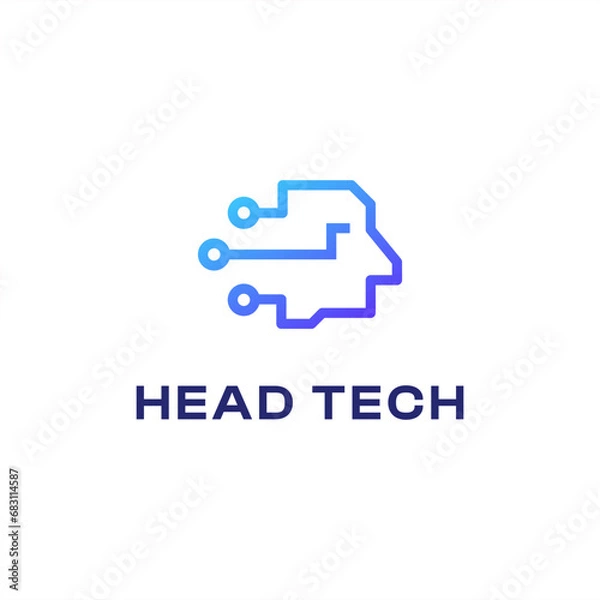 Fototapeta head tech circuit data logo