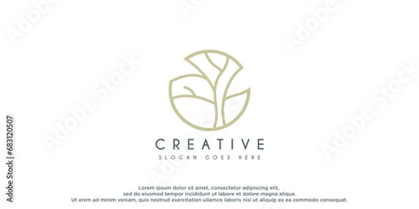Fototapeta simple modern tree logo design vector