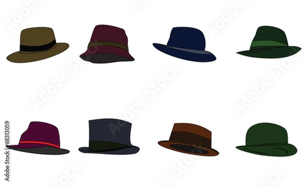 Fototapeta Hats of different colors. Raster