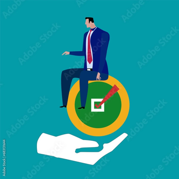 Fototapeta Pie chart for reports and presentations UI, WEB. Simulated pie chart of a businessman who wants to share profits.