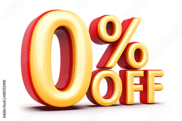 Obraz 0 Percent Off Sale Discount Red Numbers 3D Render