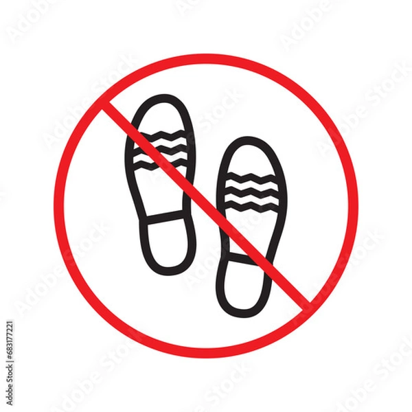 Fototapeta Forbidden foot step vector icon. Warning, caution, attention, restriction, label, ban, danger. No foot steps flat sign design pictogram symbol. No foot step icon UX UI icon