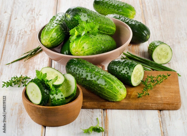 Fototapeta Fresh cucumbers