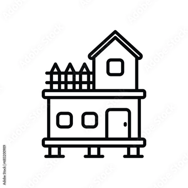 Obraz Bungalow icon isolate white background vector stock illustration.