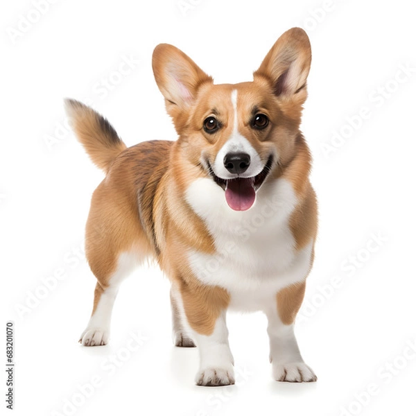 Obraz Welsh Corgi Dog Isolated on White Background - Generative AI