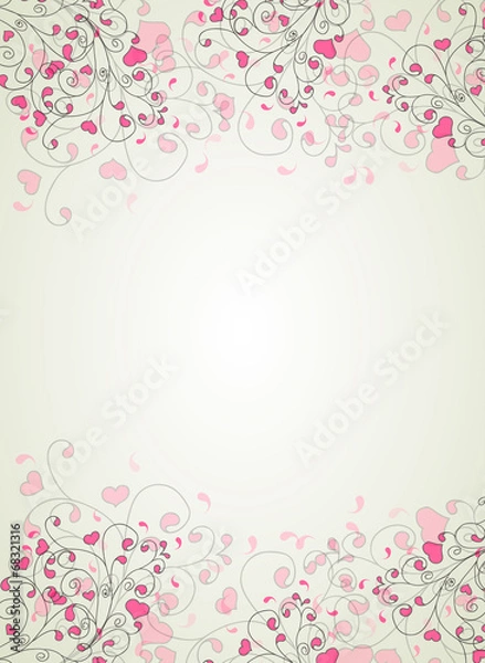 Obraz Hearts and swirls on on a light background
