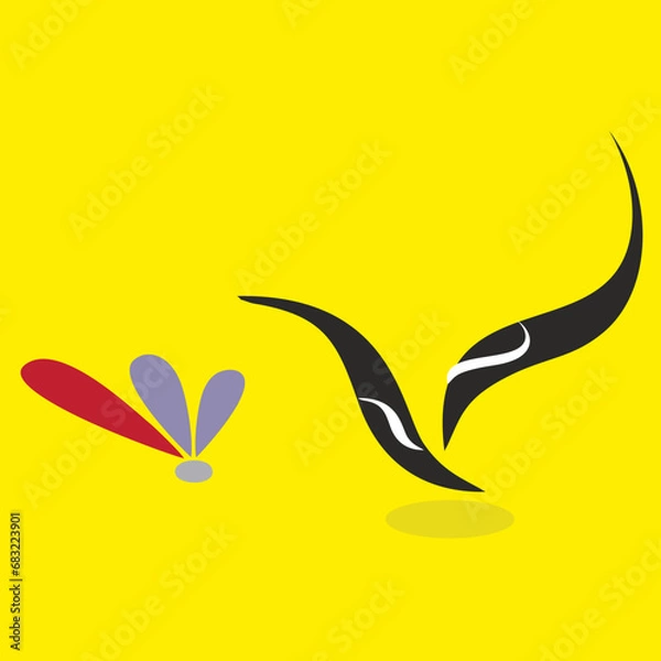 Obraz dragonflies and birds vector logo.