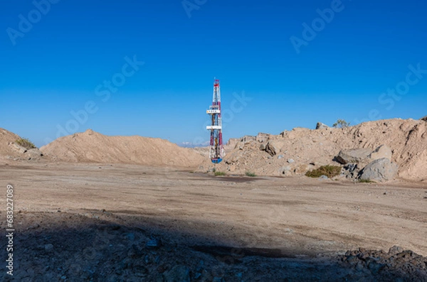 Obraz Oil Derricks on the Desert of Xinjiang, China