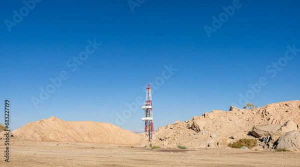 Obraz Oil Derricks on the Desert of Xinjiang, China