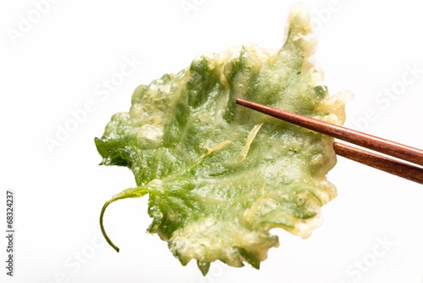 Obraz 青シソ 天ぷら Tempura 白背景