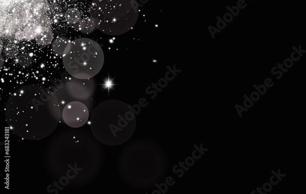 Fototapeta Luxury white glitter. snowly sparkle. shiny glittering dust. with dots bokeh Christmas Background Wallpaper