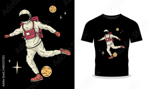 Fototapeta Illustration of a Cosmic Astronaut Enjoying a Playful Ball Scene
