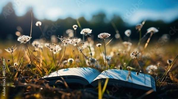 Fototapeta Open Book Grass On Field Sunny, HD, Background Wallpaper, Desktop Wallpaper
