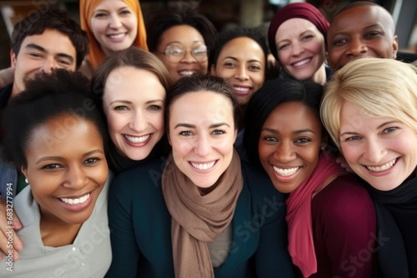 Fototapeta Diverse Individuals United Under A Banner Of Togetherness. Сoncept Inclusive Communities, Unity In Diversity, Building Bridges, Embracing Differences