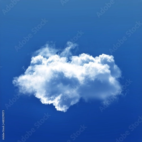 Fototapeta White cloud isolated over blue sky background, 3D illustration