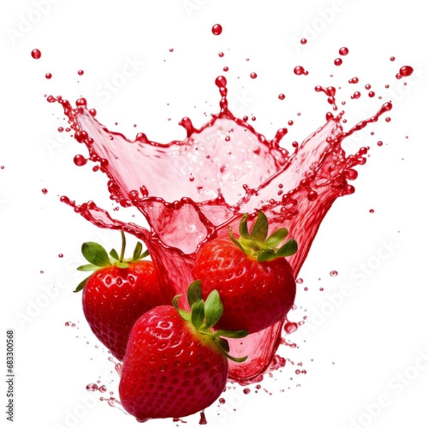 Fototapeta Strawberry juice water splash with real fruit