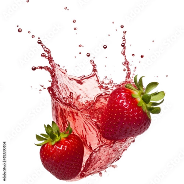 Fototapeta Strawberry juice water splash with real fruit