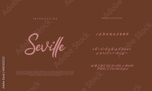 Fototapeta Handwritten Script font. Hand drawn brush style modern calligraphy cursive typeface. Hand Lettering and Custom Typography alphabet for Designs: Logo, Greeting Cards, Poster. Vector Brush type set.
