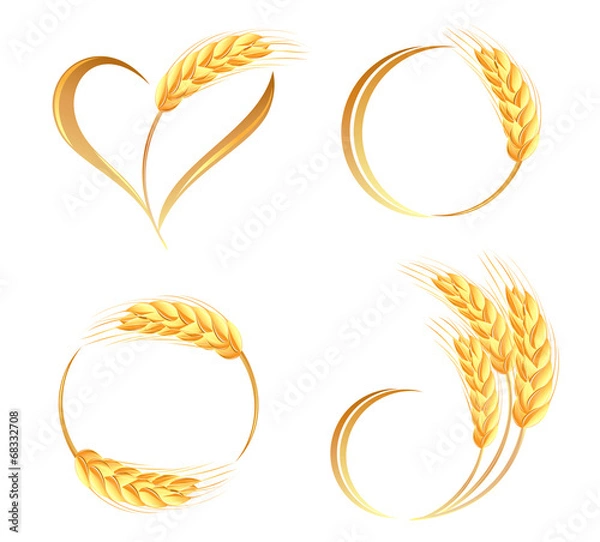 Obraz Abstract wheat ears icons