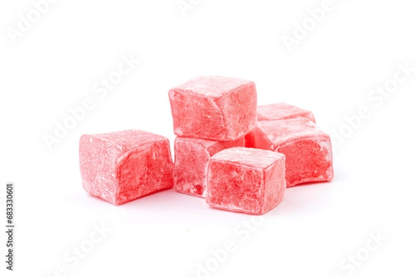 Fototapeta Traditional Turkish delight isolated on white background. Close up.