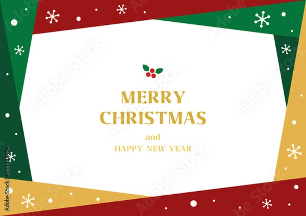 Fototapeta クリスマスカラーのシンプルなフレーム