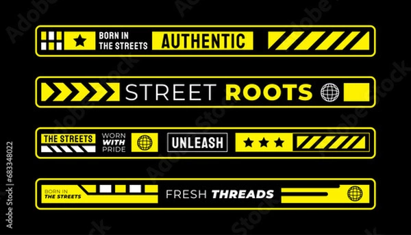 Obraz Stripes for Clothing design. Street, Urban, Slogan, Hip Hop and Y2K Style. for screen printing designs for t-shirts, hoodies, jackets and others