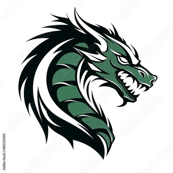 Obraz Green Dragon ICON. Generative AI