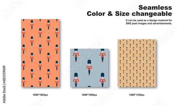 Obraz おもちゃの兵隊をモチーフにした背景パターン、シームレス、グラフィック素材