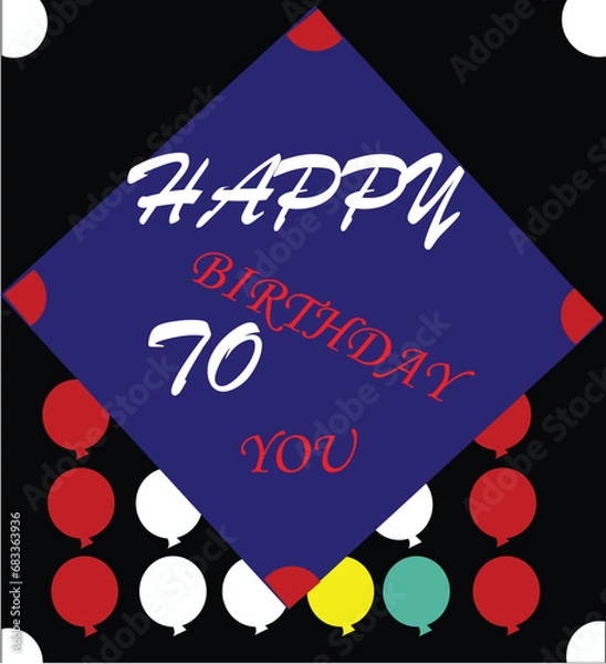 Fototapeta Happy Birthday Card with Colorful Balloons Vector 