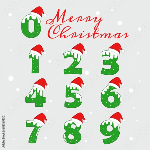 Obraz Christmas hat numbers set
