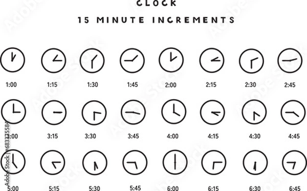 Fototapeta アナログ時計・15分刻み